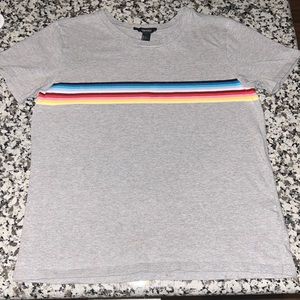 Forever 21 Womens size large grey T-shirt with rainbow stripe